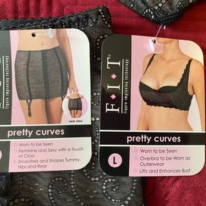 NEW w/ Tags LACE SHAPEWEAR SET Garter Belt and Overbra Bra sexy NEW F.I.T. large